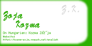 zoja kozma business card